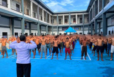 Lapas Lubuklinggau Gelar Senam Pagi, Warga Binaan Blok Diponegoro Tampak Antusias