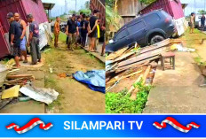 Motor Nyeberang Mendadak, Pajero Polisi Tabrak Warung Sayur di Muratara