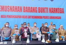 Polres Lubuk Linggau Amankan 5 Tersangka , Musnahkan 1,4 Kilogram Sabu Hasil Pengungkapan 4 Kasus Narkoba