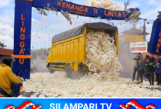 Truk Kerupuk Tabrak Gapura Linggau Juara, Sopir Siap Perbaiki Kerusakan