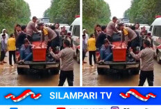 Akses Terputus Banjir, Polisi Musi Rawas Evakuasi Jenazah Warga