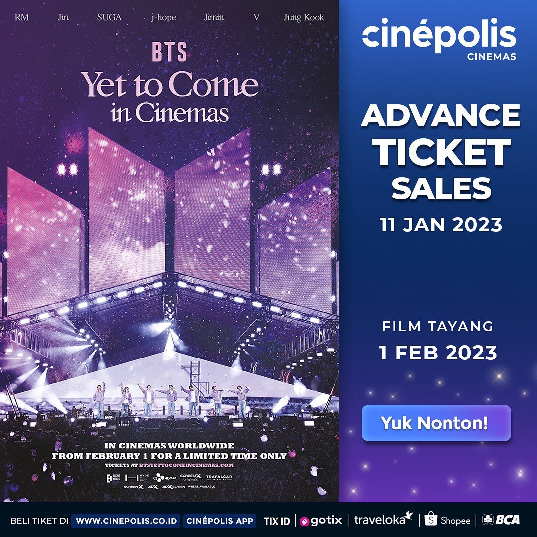 ARMY, Segera beli tiket BTS : Yet to Come in Cinemas